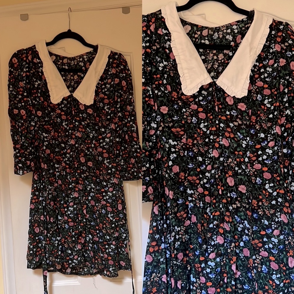 Nobody’s child floral mini dress pilgrim collar size 6 uk or 2 US. Button down
